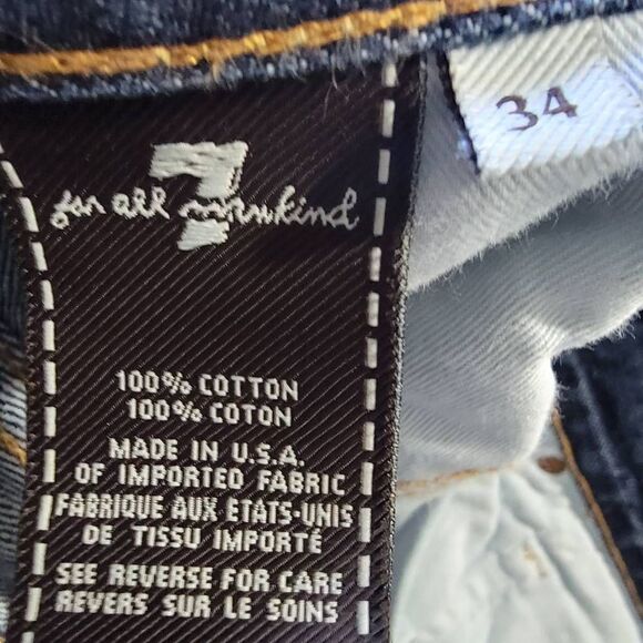 7 For All Mankind Button Fly Mens Jeans SZ 34 Inseam 32 Relaxed Dark Wash - Picture 5 of 5